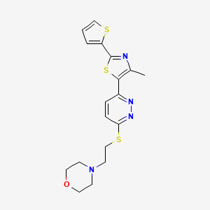 molecular formula C18H20N4OS3 B2419085 4-(2-((6-(4-Methyl-2-(thiophen-2-yl)thiazol-5-yl)pyridazin-3-yl)thio)ethyl)morpholine CAS No. 1005296-83-2