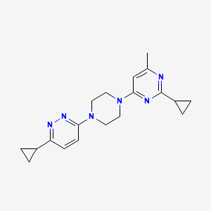 molecular formula C19H24N6 B2419093 3-Cyclopropyl-6-(4-(2-cyclopropyl-6-methylpyrimidin-4-yl)piperazin-1-yl)pyridazine CAS No. 2034315-47-2