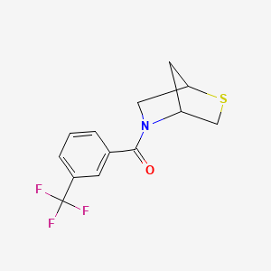 molecular formula C13H12F3NOS B2419097 2-Thia-5-azabicyclo[2.2.1]heptan-5-yl(3-(trifluoromethyl)phenyl)methanone CAS No. 2034309-53-8