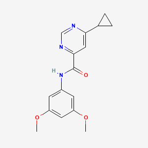 molecular formula C16H17N3O3 B2419099 6-Cyclopropyl-N-(3,5-dimethoxyphenyl)pyrimidine-4-carboxamide CAS No. 2415586-83-1