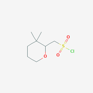 molecular formula C8H15ClO3S B2419106 (3,3-Dimethyloxan-2-yl)methanesulfonyl chloride CAS No. 2169104-03-2