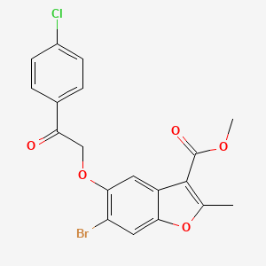molecular formula C19H14BrClO5 B2419113 Methyl 6-bromo-5-[2-(4-chlorophenyl)-2-oxoethoxy]-2-methyl-1-benzofuran-3-carboxylate CAS No. 308297-49-6
