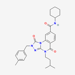 molecular formula C29H35N5O3 B2419114 N-cyclohexyl-2-(4-methylbenzyl)-4-(3-methylbutyl)-1,5-dioxo-1,2,4,5-tetrahydro[1,2,4]triazolo[4,3-a]quinazoline-8-carboxamide CAS No. 1223835-58-2