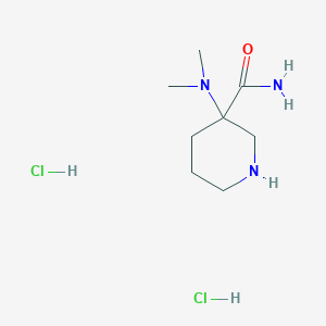molecular formula C8H19Cl2N3O B2419119 3-(二甲氨基)哌啶-3-甲酰胺;二盐酸盐 CAS No. 2361636-15-7
