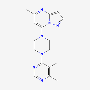 molecular formula C17H21N7 B2419121 7-[4-(5,6-Dimethylpyrimidin-4-yl)piperazin-1-yl]-5-methylpyrazolo[1,5-a]pyrimidine CAS No. 2380086-94-0