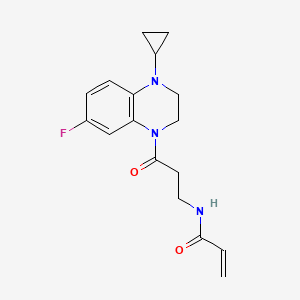 molecular formula C17H20FN3O2 B2419130 N-[3-(4-Cyclopropyl-7-fluoro-2,3-dihydroquinoxalin-1-yl)-3-oxopropyl]prop-2-enamide CAS No. 2198908-29-9