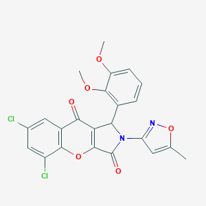 molecular formula C23H16Cl2N2O6 B241914 5,7-Dichloro-1-(2,3-dimethoxyphenyl)-2-(5-methyl-3-isoxazolyl)-1,2-dihydrochromeno[2,3-c]pyrrole-3,9-dione 