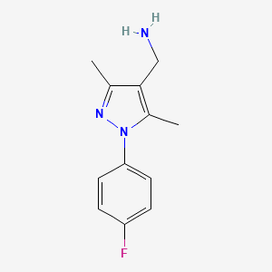 molecular formula C12H14FN3 B2419149 C-[1-(4-Fluoro-phenyl)-3,5-dimethyl-1H-pyrazol-4-yl]-methylamine CAS No. 957428-73-8