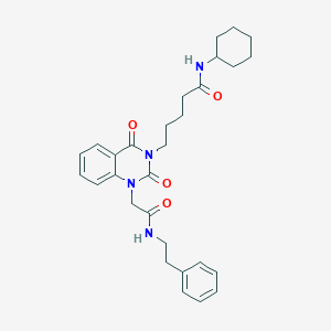 molecular formula C29H36N4O4 B2419161 N-环己基-5-(2,4-二氧代-1-(2-氧代-2-(苯乙氨基)乙基)-1,2-二氢喹唑啉-3(4H)-基)戊酰胺 CAS No. 1224013-87-9