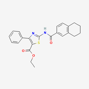 molecular formula C23H22N2O3S B2419166 Ethyl 4-phenyl-2-(5,6,7,8-tetrahydronaphthalene-2-carboxamido)thiazole-5-carboxylate CAS No. 681168-68-3