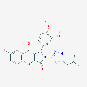 molecular formula C25H22FN3O5S B241917 1-(3,4-Dimethoxyphenyl)-7-fluoro-2-(5-isobutyl-1,3,4-thiadiazol-2-yl)-1,2-dihydrochromeno[2,3-c]pyrrole-3,9-dione 