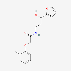 molecular formula C16H19NO4 B2419173 N-[3-(FURAN-2-YL)-3-HYDROXYPROPYL]-2-(2-METHYLPHENOXY)ACETAMID CAS No. 1421490-71-2