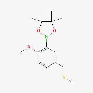 molecular formula C15H23BO3S B2419187 2-[2-甲氧基-5-(甲硫烷基甲基)苯基]-4,4,5,5-四甲基-1,3,2-二氧杂硼烷 CAS No. 2246733-43-5
