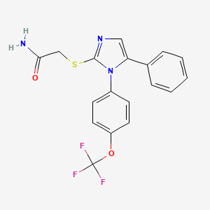 molecular formula C18H14F3N3O2S B2419189 2-((5-苯基-1-(4-(三氟甲氧基)苯基)-1H-咪唑-2-基)硫代)乙酰胺 CAS No. 1226428-65-4