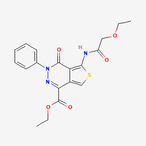 molecular formula C19H19N3O5S B2419191 Ethyl 5-(2-ethoxyacetamido)-4-oxo-3-phenyl-3,4-dihydrothieno[3,4-d]pyridazine-1-carboxylate CAS No. 851946-87-7