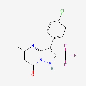 molecular formula C14H9ClF3N3O B2419192 3-(4-chlorophenyl)-5-methyl-2-(trifluoromethyl)pyrazolo[1,5-a]pyrimidin-7(4H)-one CAS No. 924828-82-0