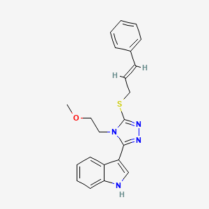 (E)-3-(5-(cinnamylthio)-4-(2-methoxyethyl)-4H-1,2,4-triazol-3-yl)-1H-indole