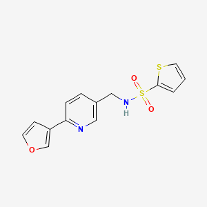 molecular formula C14H12N2O3S2 B2419198 N-((6-(furan-3-yl)pyridin-3-yl)methyl)thiophene-2-sulfonamide CAS No. 2034311-42-5