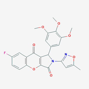 molecular formula C24H19FN2O7 B241920 7-Fluoro-2-(5-methyl-3-isoxazolyl)-1-(3,4,5-trimethoxyphenyl)-1,2-dihydrochromeno[2,3-c]pyrrole-3,9-dione 