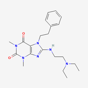 molecular formula C21H30N6O2 B2419214 8-((2-(diethylamino)ethyl)amino)-1,3-dimethyl-7-phenethyl-1H-purine-2,6(3H,7H)-dione CAS No. 113550-82-6