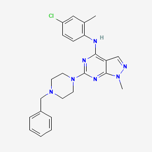 molecular formula C24H26ClN7 B2419215 6-(4-benzylpiperazin-1-yl)-N-(4-chloro-2-methylphenyl)-1-methyl-1H-pyrazolo[3,4-d]pyrimidin-4-amine CAS No. 887213-00-5