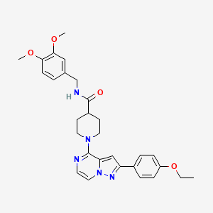 molecular formula C29H33N5O4 B2419232 N-(3,4-dimethoxybenzyl)-1-(2-(4-ethoxyphenyl)pyrazolo[1,5-a]pyrazin-4-yl)piperidine-4-carboxamide CAS No. 1111320-29-6