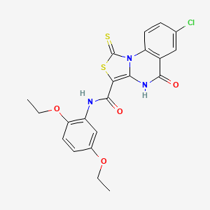 molecular formula C21H18ClN3O4S2 B2419236 7-chloro-N-(2,5-diethoxyphenyl)-5-oxo-1-thioxo-4,5-dihydro-1H-thiazolo[3,4-a]quinazoline-3-carboxamide CAS No. 1110969-97-5