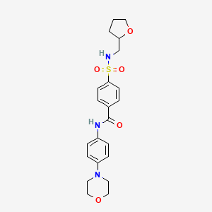 molecular formula C22H27N3O5S B2419237 N-(4-吗啉-4-基苯基)-4-(氧杂环-2-基甲基磺酰胺基)苯甲酰胺 CAS No. 637326-27-3