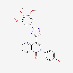 molecular formula C27H23N3O6 B2419239 2-(4-methoxyphenyl)-4-(3-(3,4,5-trimethoxyphenyl)-1,2,4-oxadiazol-5-yl)isoquinolin-1(2H)-one CAS No. 1207020-15-2