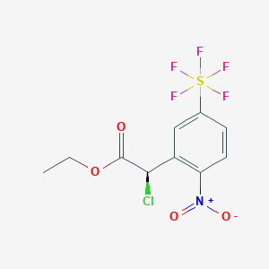 molecular formula C10H9ClF5NO4S B2419246 Ethyl (2R)-2-chloro-2-[2-nitro-5-(pentafluoro-lambda6-sulfanyl)phenyl]acetate CAS No. 1379812-17-5