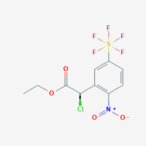 molecular formula C10H9ClF5NO4S B2419246 (2R)-2-氯-2-[2-硝基-5-(五氟-λ6-硫代)苯基]乙酸乙酯 CAS No. 1379812-17-5