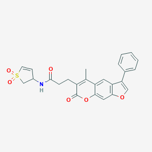molecular formula C25H21NO6S B241925 N-(1,1-dioxido-2,3-dihydrothiophen-3-yl)-3-(5-methyl-7-oxo-3-phenyl-7H-furo[3,2-g]chromen-6-yl)propanamide 