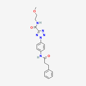 N-(2-methoxyethyl)-2-(4-(3-phenylpropanamido)phenyl)-2H-tetrazole-5-carboxamide