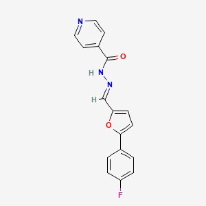 molecular formula C17H12FN3O2 B2419253 (E)-N'-((5-(4-fluorophenyl)furan-2-yl)methylene)isonicotinohydrazide CAS No. 301349-83-7