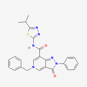 molecular formula C25H22N6O2S B2419261 5-苄基-N-(5-异丙基-1,3,4-噻二唑-2-基)-3-氧代-2-苯基-3,5-二氢-2H-吡唑并[4,3-c]吡啶-7-甲酰胺 CAS No. 921779-74-0