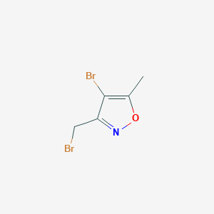 molecular formula C5H5Br2NO B2419268 4-Bromo-3-(bromomethyl)-5-methyl-1,2-oxazole CAS No. 2375267-57-3