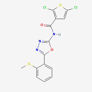 molecular formula C14H9Cl2N3O2S2 B2419271 2,5-dichloro-N-[5-(2-methylsulfanylphenyl)-1,3,4-oxadiazol-2-yl]thiophene-3-carboxamide CAS No. 898449-48-4
