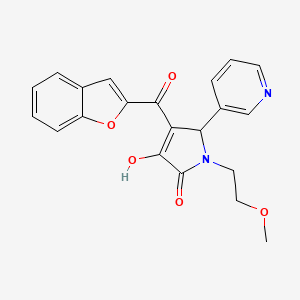 molecular formula C21H18N2O5 B2419272 4-(benzofuran-2-carbonyl)-3-hydroxy-1-(2-methoxyethyl)-5-(pyridin-3-yl)-1H-pyrrol-2(5H)-one CAS No. 618364-30-0