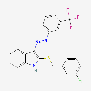 molecular formula C22H15ClF3N3S B2419273 2-[(3-氯苄基)硫代]-3H-吲哚-3-酮 N-[3-(三氟甲基)苯基]腙 CAS No. 478045-04-4