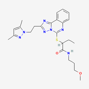 2-[[2-[2-(3,5-dimethylpyrazol-1-yl)ethyl]-[1,2,4]triazolo[1,5-c]quinazolin-5-yl]sulfanyl]-N-(3-methoxypropyl)butanamide