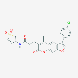 molecular formula C25H20ClNO6S B241928 3-[3-(4-chlorophenyl)-5-methyl-7-oxo-7H-furo[3,2-g]chromen-6-yl]-N-(1,1-dioxido-2,3-dihydro-3-thienyl)propanamide 