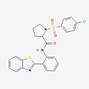 molecular formula C24H20ClN3O3S2 B2419287 N-(2-(benzo[d]thiazol-2-yl)phenyl)-1-((4-chlorophenyl)sulfonyl)pyrrolidine-2-carboxamide CAS No. 1049968-86-6