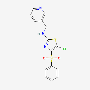 molecular formula C15H12ClN3O2S2 B2419296 5-氯-4-(苯磺酰基)-N-(吡啶-3-基甲基)噻唑-2-胺 CAS No. 736169-75-8