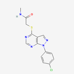 molecular formula C14H12ClN5OS B2419301 2-[1-(4-chlorophenyl)pyrazolo[3,4-d]pyrimidin-4-yl]sulfanyl-N-methylacetamide CAS No. 893915-66-7
