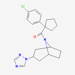 molecular formula C21H25ClN4O B2419303 ((1R,5S)-3-(1H-1,2,4-triazol-1-yl)-8-azabicyclo[3.2.1]octan-8-yl)(1-(4-chlorophenyl)cyclopentyl)methanone CAS No. 2310153-43-4