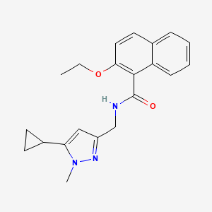 molecular formula C21H23N3O2 B2419304 N-((5-cyclopropyl-1-methyl-1H-pyrazol-3-yl)methyl)-2-ethoxy-1-naphthamide CAS No. 1448028-20-3