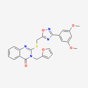 molecular formula C24H20N4O5S B2419307 2-(((3-(3,5-dimethoxyphenyl)-1,2,4-oxadiazol-5-yl)methyl)thio)-3-(furan-2-ylmethyl)quinazolin-4(3H)-one CAS No. 946215-46-9
