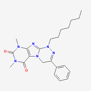 molecular formula C22H28N6O2 B2419333 1-heptyl-7,9-dimethyl-3-phenyl-7,9-dihydro-[1,2,4]triazino[3,4-f]purine-6,8(1H,4H)-dione CAS No. 898442-66-5