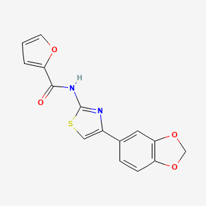 molecular formula C15H10N2O4S B2419339 N-(4-(苯并[d][1,3]二氧杂环-5-基)噻唑-2-基)呋喃-2-甲酰胺 CAS No. 477547-53-8