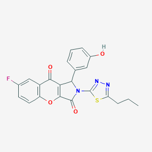 molecular formula C22H16FN3O4S B241934 7-Fluoro-1-(3-hydroxyphenyl)-2-(5-propyl-1,3,4-thiadiazol-2-yl)-1,2-dihydrochromeno[2,3-c]pyrrole-3,9-dione 